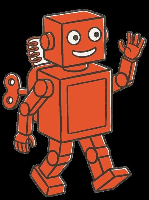 Zwaaiende robot, het logo van Simulacrum